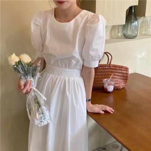 Simple Casual Loose Summer Dress Women 2021 Short Sleeve Female Dress A-Line Solid Color Sexy Dresses Fashion Robe Femme 14040