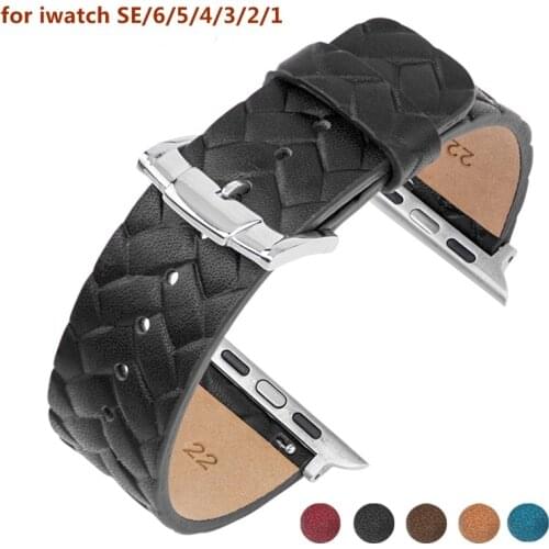 Braided Solo Loop For Apple watch band 44mm 40mm 38mm 42mm Genuine Leather Belt Bracelet iWatch Series 3 4 5 se 6 Watch Strap