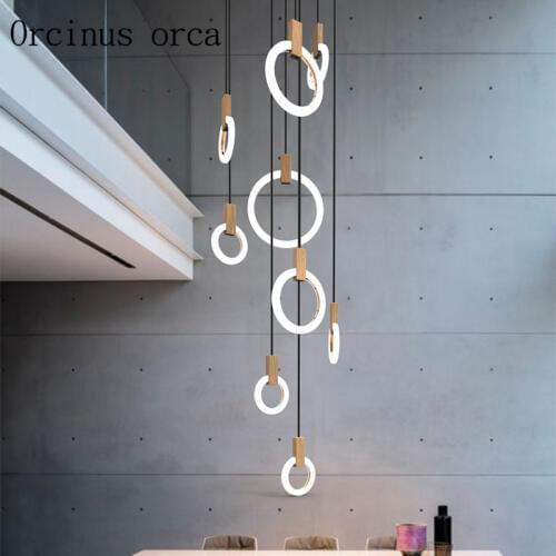 Nordic post-modern simple glass chandelier living room restaurant double staircase industrial wind creative art chandelier