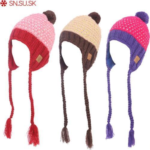 SN.SU.SK Brand Winter Warm Women Ear cap Ski Cap Snowboard Knitting Skating Skull Cap Hat Beanies Turtleneck Cap Touca Gorro