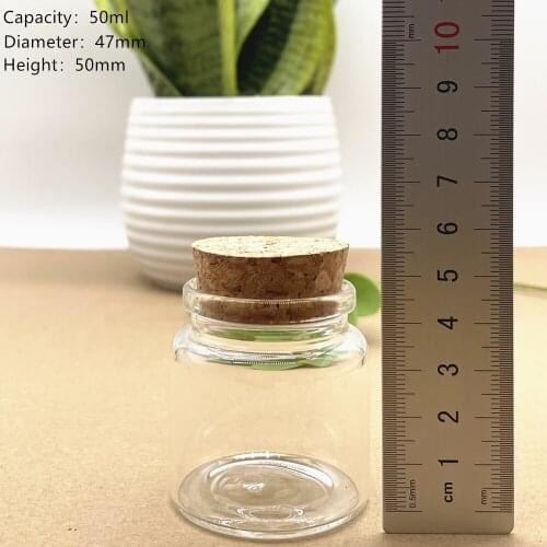 6 Piece Glass Bottle 47*50mm 50ml Corks Stopper Spicy Storage Jar Small Vial Bottle Containers Glass Simple spice storage Jars