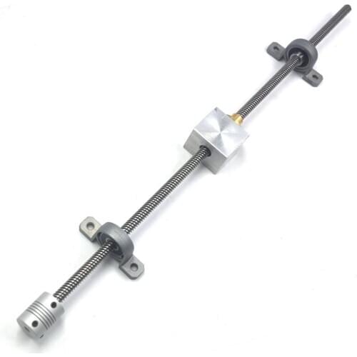 T8 Lead Screw Kit, 450mm Length 8mm Dia Horizontal 8mm Lead Screw Rod & Pillow Block Mounted Bearing for 3D Printer Set of 6