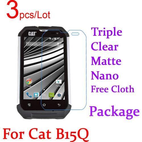 3pcs Triple Combination Ultra Clear Matte Nano Anti-explode LCD Screen Protector Cover for Cat B15Q B30 Protective Film+Package