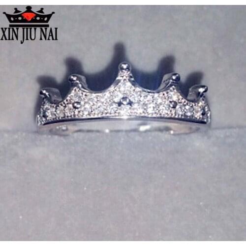 Unique Style Zirconium Diamond Deluxe Crown Princess Queen Korean Ring Platinum Womens Ring Atmosphere