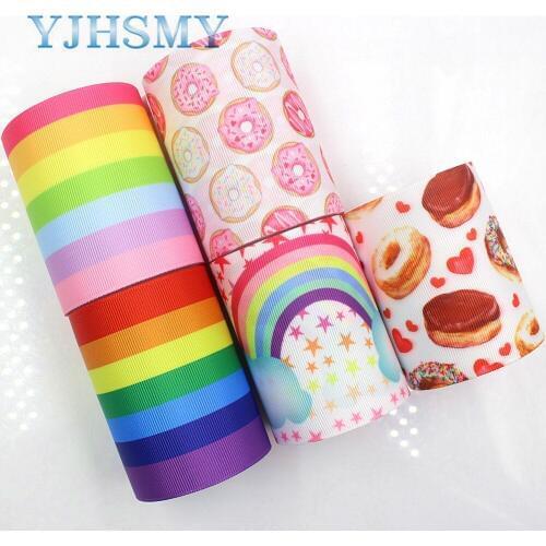 YJHSMY G-18829-1049,75 mm 5 Yards Colorful Ribbons Thermal transfer Printed grosgrain Wedding Accessories DIY handmade material