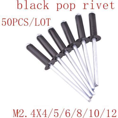 50PCS M2.4*4/5/6.4/8/10/12 black Aluminium Mushroon Head Break Mandrel Blind Rivets Nail Pop Rivets