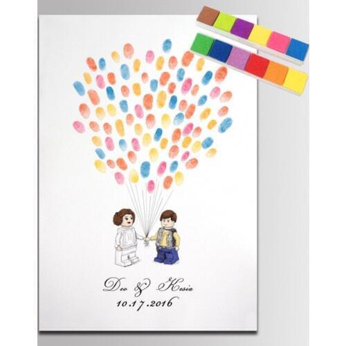 Bride And Groom Wedding Guestbook Fingerprint Sign Custom Couple balloons names and date Print Fingerprints wedding decoration