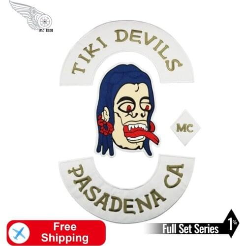 Tiki Devils DIY Badges Cool MC Motorcycle Biker Handmade Iron on Patches for Clothing Appliqued Jacket Biker Rider Accessories