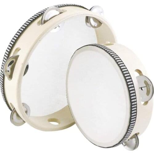 2 Pcs Handheld Tambourine Drum with Metal Jingle Bells,Musical Educational Instrument Toy for Kids Party KTV Dancing,Etc