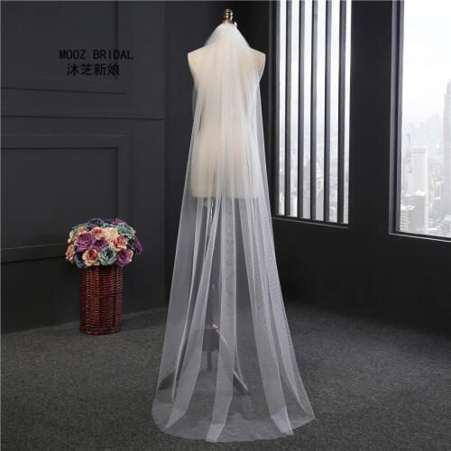 2020 Cheap 2M Cut Edge White Long Bridal Veils One Layer Cheap Comb 1T Wedding Veils with Comb