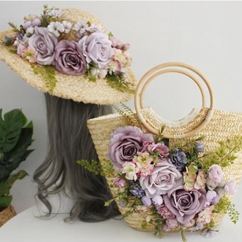 2021 Women Rose Straw Bag Beautiful Dropshipping Factory Wholesale In Stock Hot Holiday Party Shoulder Bag