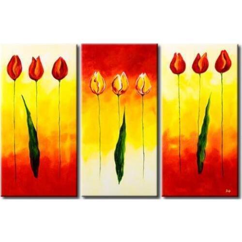 3 Piece Hand Painted Flower Oil Painting Modern Canvas Art Floral Painting Decorative Picture Painting on Canvas for Living Room