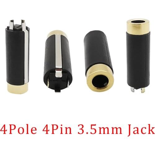 5/10/20Pcs 4Pole 3.5mm Stereo Audio Jack Connector 3.5mm 4Pin Female Socket DIY Earphone Solder Video Adapter 3.5 Jack Connector