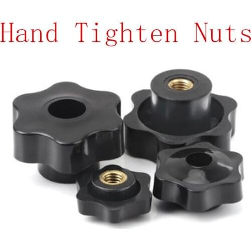 5pcs m4 m5 m6 m8 m10 Plum Bakelite Hand Tighten Nuts Handle Thread Star Mechanical Black Thumb Nuts Clamping Knob Manual Nuts