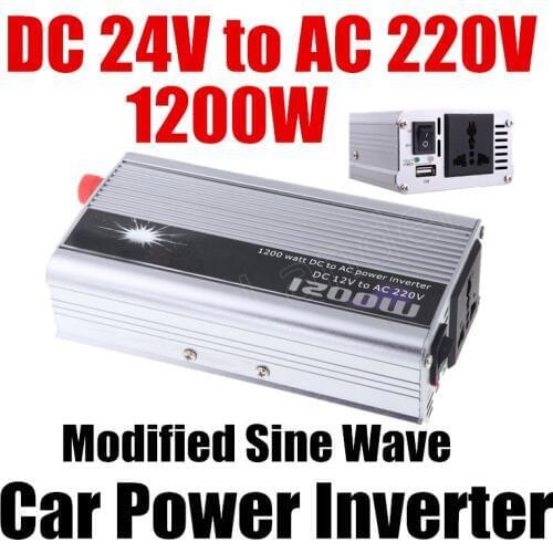Auto converter Modified Sine Wave Car Accessories Inverter DC 24V to AC 220V 1200W Car voltage transformer USB Charger