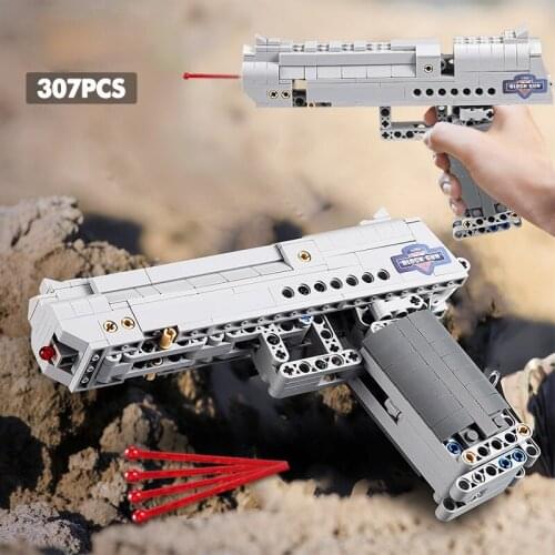 Desert Eagle Pistol MK23 Pistol Uzi Submachine Gun Military Ww2 Building Blocks for High-tech City Police Swat Can Toy