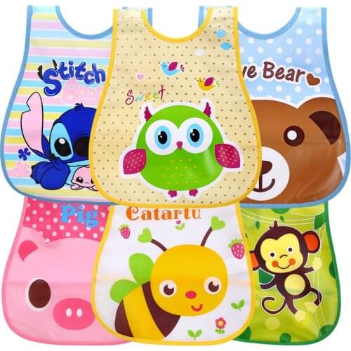 Baby Bib Removable Waterproof Saliva Rice Pocket Imitation Silicone Stereo Children Baby Feeding Bavoir Manches Cartoon Bebé Bib