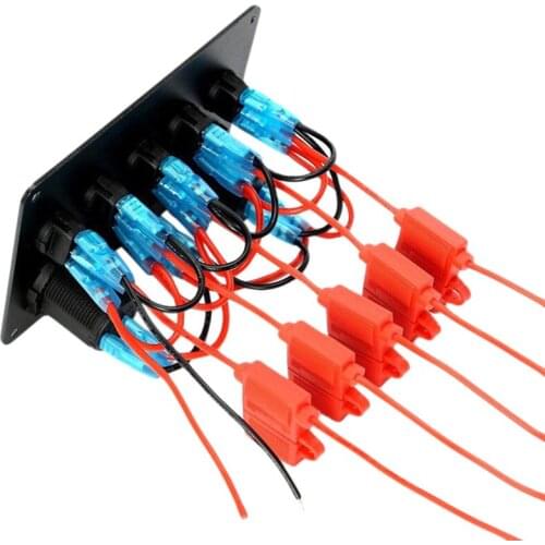 Dual USB Socket Charger 2.1A&+LED Volt+12V Power Outlet+5 Gang ON-OFF Toggle Switch Panel for Car Boat Marine RV Truck#288304