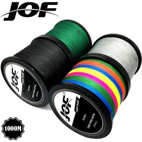 JOF Brand fishing line 1000M PE Multifilament Braided Fish Line 4 Strands 10lb-80lb Carp Fishing Rope Cord fishing tackle