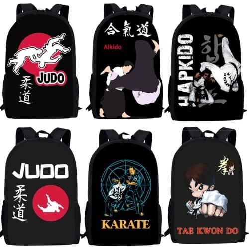 Cool Martial Martial Judo Taekwondo Karate Aikido Kune Do Backpacks for Teenage Girls Boys Women Men School Bags Kids Mochila