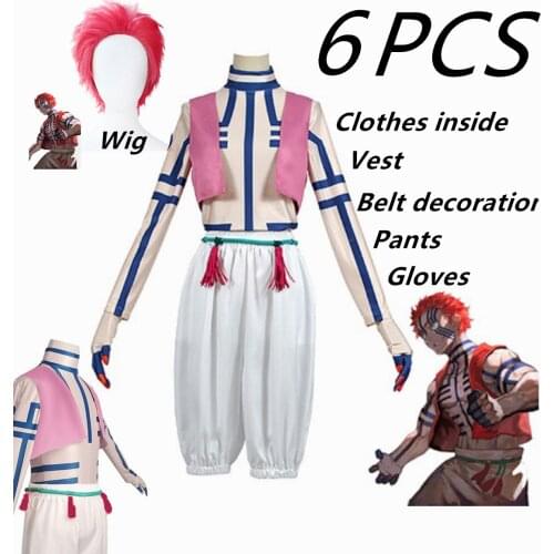 2021 Demon Slayer Akaza Copsplay Costume The Movie: Mugen Train Akaza Cosplay Wig Halloween Adult Party Costumes