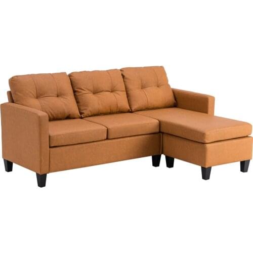L-Shaped Technology Cloth Combination Sofa Light Brown 196*68*80cm US Warehouse
