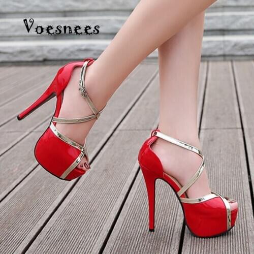 Summer New Fish Mouth Shoes Female Sandals Girl Walking Show High-Heeled 14CM Women Sandals Sexy Non-slip Platform Ladies Shoes