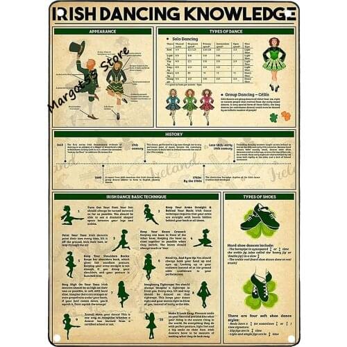 Metal Tin Signs Retro Irish Dancing Knowledge Metal Sign Irish Gaelic Dancer Rustic Bar Accessories for cafe home bar decor