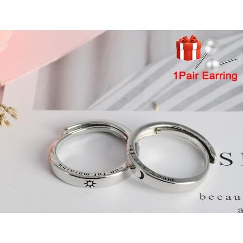 Opening Rings Sun Moon Couple Rings Minimalist Silver Color Men Women Adjustable Ring For Fashion Couple Engagement Jewelry Gift