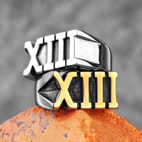 Roman Numeral 13 Stainless Steel Mens Rings Punk Retro Unique Amulet for Male Boyfriend Biker Jewelry Creativity Gift Wholesale