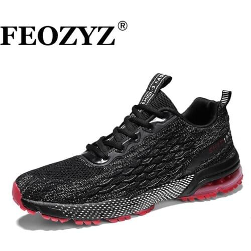 FEOZYZ Fly Woven Upper Running Shoes Men Low Top Air Cushion Sport Sneakers Comfortable Marathon Shoes Trainers