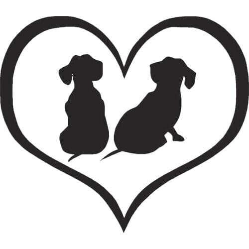 15*13.1cm Love Dachshund Puppies Heart Decal Sticker Warm And Romantic Car Sticker Vinyl Hobby Car Bumper Sticker