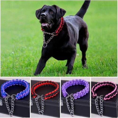 Nylon Large Dog Leads Durable Knitted Dog Collar Adjustable Neck Strap Walking Running Climbing Pet Supplies 20E