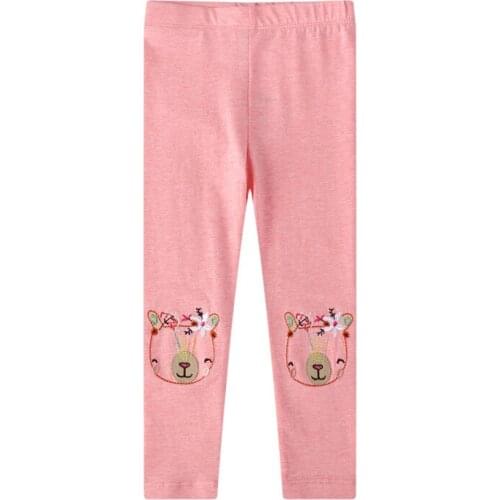 New Girls Leggings Pants for 2-7T Baby Clothes Animal Embroidery Cute Pink Skinny Pants Kids Autumn Spring Wear
