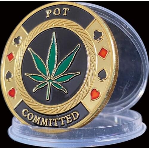 POT Committed Poker Chip Casino Gold Coin Lucky Souvenir Personalized Collection Token Coin