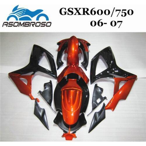 Custom Injection Fairing For Suzuki 2006 2007 GSXR600 GSXR750 ABS plastic Fairings GSX R750 06 07 red golden Motorcycle bodywork