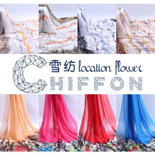 Size 100cm*150cm Fashion New Style Cloth Dress Material Gradient Printed Chiffon Fabric Artificial Silk Scarf Ancient Costume