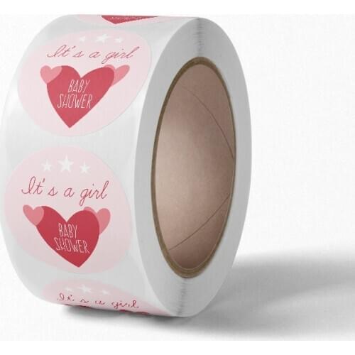 Pink and Blue Thankyou Its A Girl Self Sealing Sticker Coated Paper 2.5CM Diameter Round Adhesive Label 50 PCS New Design