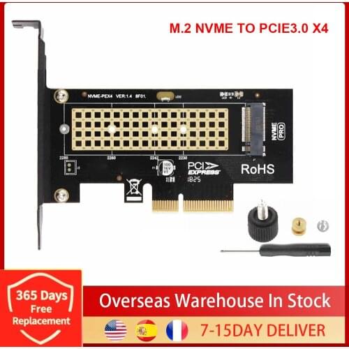 SK4 M.2 NVME TO PCIE3.0 X4 Adapter with LED Working Indicator M Key Interface Card For 2230-2280 Support X4 X8 X16 Slots