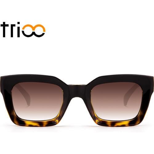 TRIOO Women Sunglasses Unisex With Case Tortoiseshell Color Lunette Oculos Cool Square Gradient Female Sun Glasses UV400 Protect