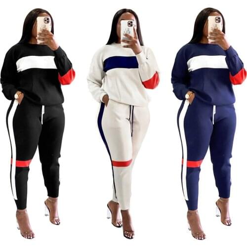 Long-Sleeved Sweater + Trousers Two-Piece African Slim Womens Casual T-Shirt Sports Suit 2021 Autumn European Style Clothing
