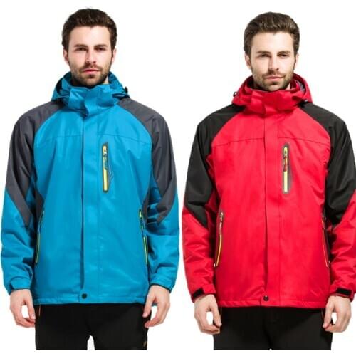 Outdoor Hooded Detachable Waterproof Windproof Coats Winter Warm Zipper Jacket for Men