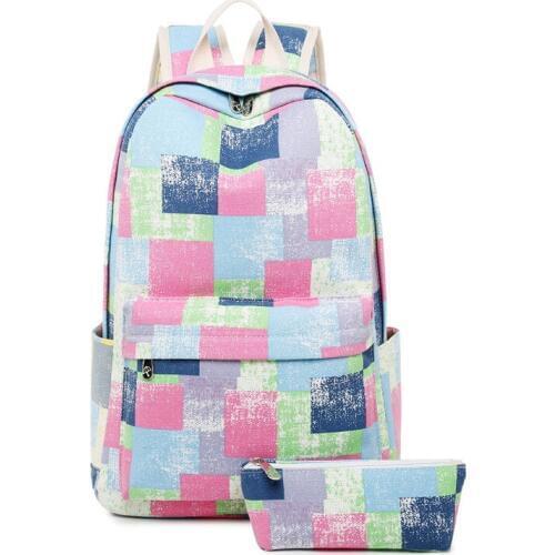 Vintage Women Backpack Geometry Print Travel Backpack Girls Laptop Bagpack Kawaii School Bags Canvas Bookbag Mochila Rugzak
