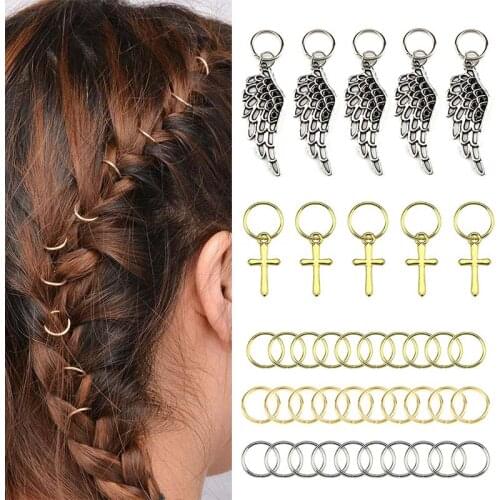 Fashion Silvery Hair Braid Beads Hair Clip Hip Hop Punk Hair Cuffs Leaf Star Golden Diy Hair Braid Hair Clip Set 80/90/100pcs