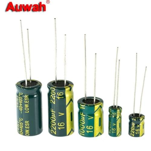 10-100pcs High Frequency Aluminum Electrolytic Capacitor 16V 100uF 220uF 330uF 470uF 1000uF 2200uF 3300uF 4700uF 10000uF 22000uF