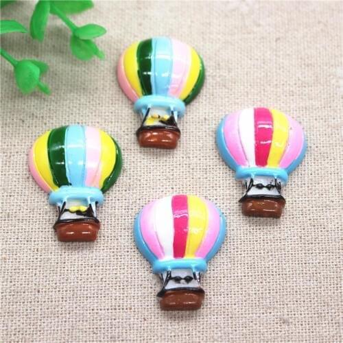 10pcs 22*28mm Kawaii Resin Colorful Hot Air Balloon Flatback Cabochon Miniature Art DIY Craft Accessories