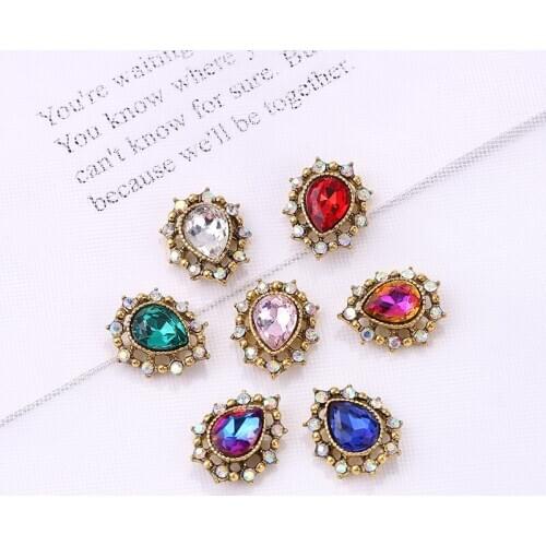 10Pcs 3d nail art decorations rhinestone Alloy charm gliter nail gold studs crystal diamonds Stone strass jewelry accessoires