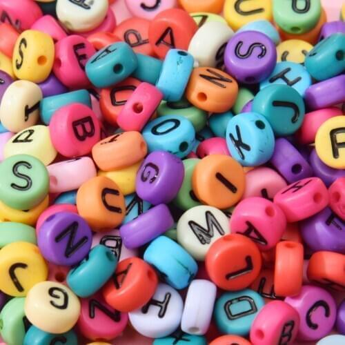 100Pcs/pack 4*7mm Acrylic Colorful English Letter Beads Flat Round DIY Charm Bracelet Necklace Accessories Children Jewelry