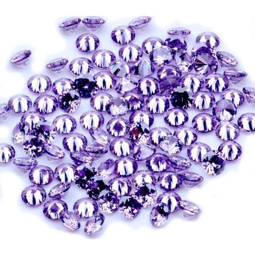 1000pcs AAAAA+ 0.8-4mm CZ Stone Round Cut Beads Purple Color Cubic Zirconia Synthetic Gems For Jewelry