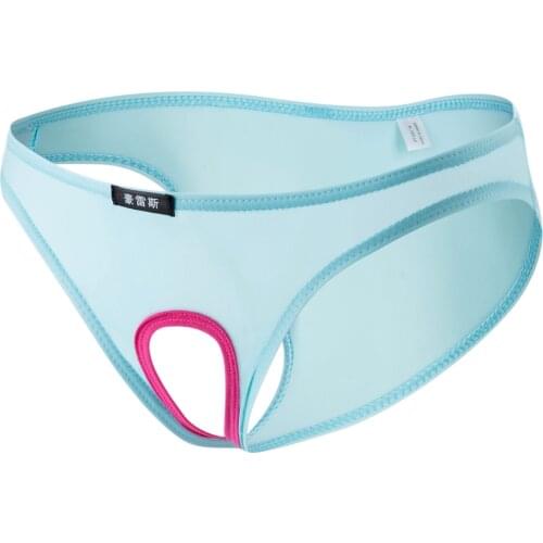 2020 Brand Sexy Underwear gay Briefs Penis Hole Open Pouch ice Silk Panties For Men Underpants Male Underpants youpin